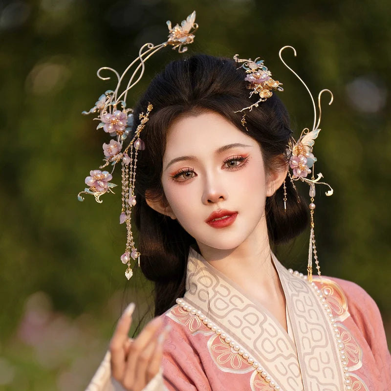 Hanfu Hair Accessories Set: Falling Purple Smoke