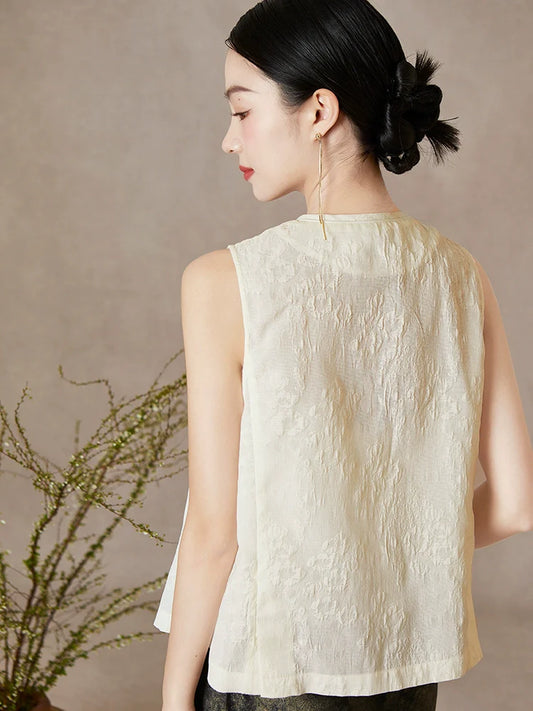 Lixia - New Chinese Style Jacquard Women Vest