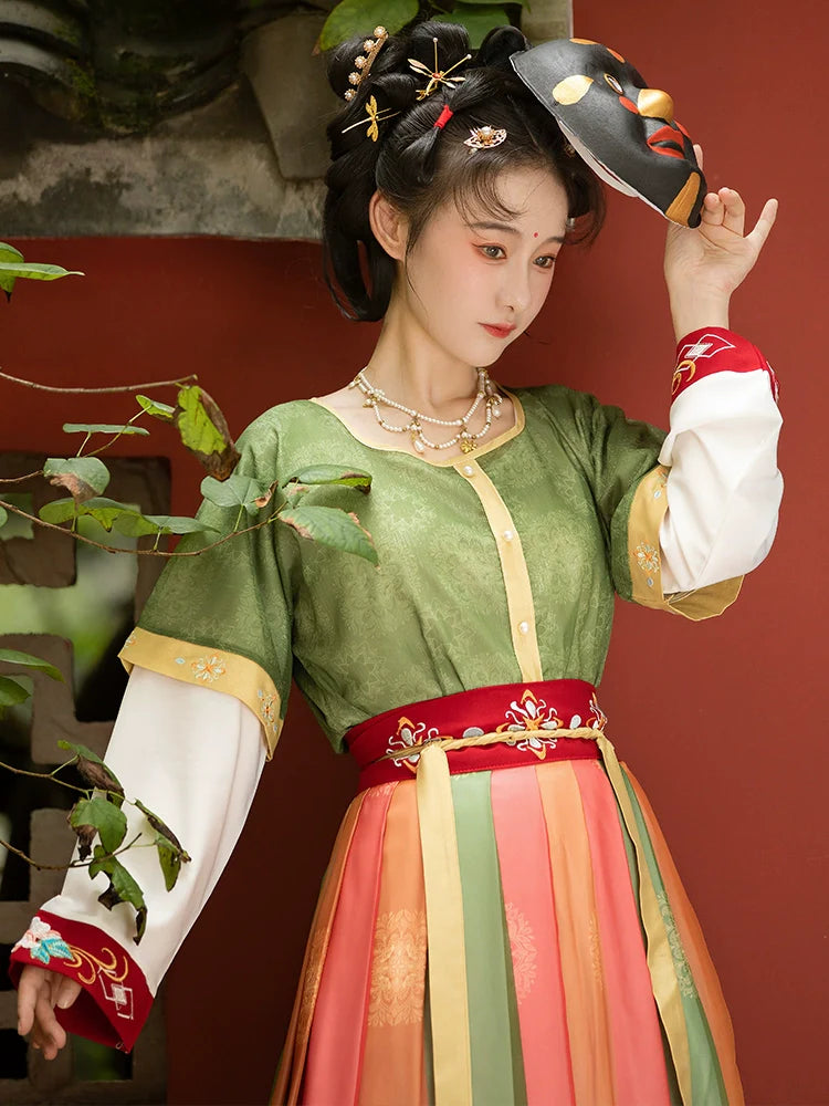 Pine - Tang Dynasty Style U-shaped Collar Qiyao Ruqun