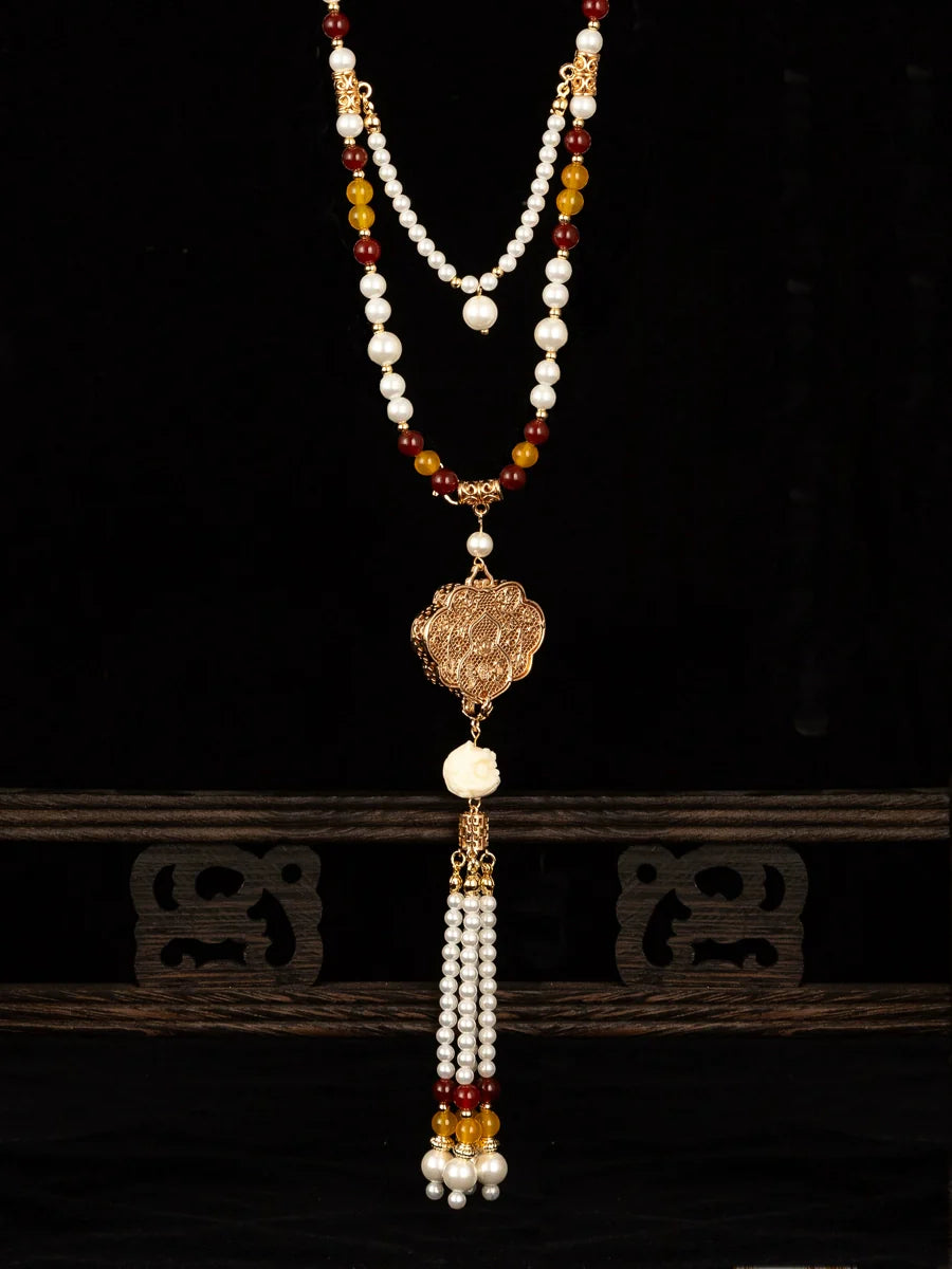 Orange Evening Chinese Style Necklace