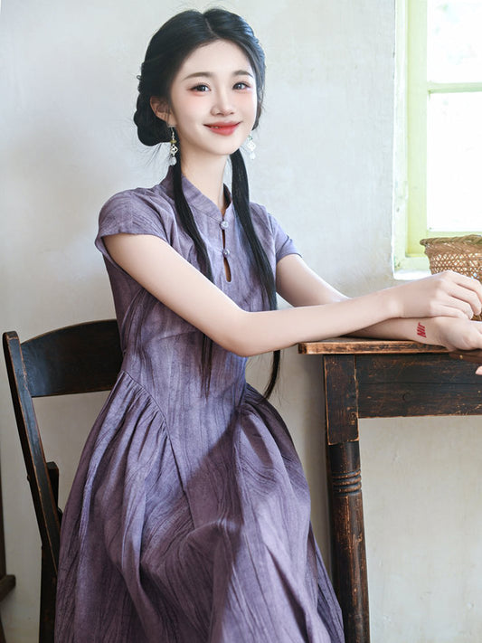Pastel Winds 紫风 - New Chinese Style Cheongsam Dress