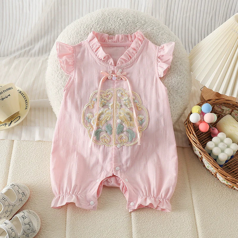 Apricot - Cheongsam Style Baby Onesies for Girls
