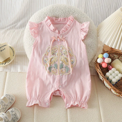 Apricot - Cheongsam Style Baby Onesies for Girls