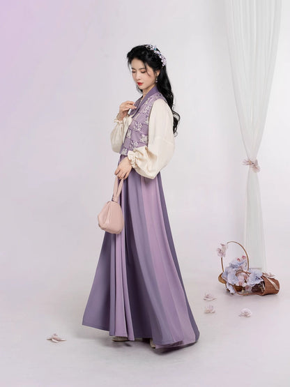 Taro Milk Tea 芋泥奶茶 - New Chinese Style Tang Dynasty Beizi Hanfu (Preorder)
