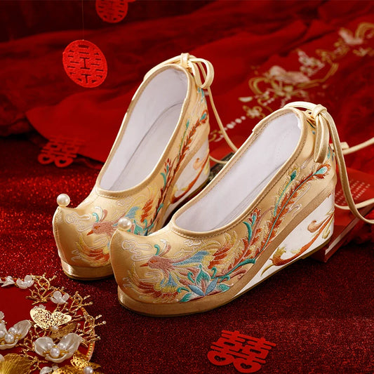Prism - Wedge Heels Embroidered Hanfu Bridal Shoes