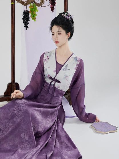 Taro Grape 紫芋葡萄 - Modern Tang Dynasty Hanfu Outfit (Preorder)
