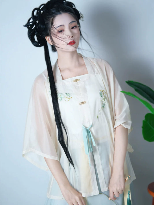 Qianran - New Chinese Style Ming Dynasty Hanfu Matching Set