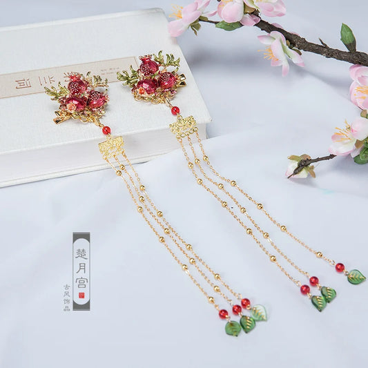 Hanfu Hair Accessories Set: Pomegrante