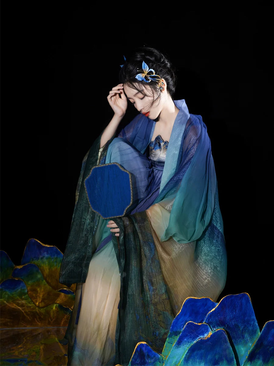 Daisy Blue 黛蓝 - Tang Dynasty Style Hanfu Dress Heziqun