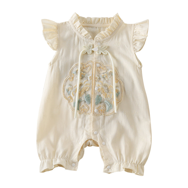Apricot - Cheongsam Style Baby Onesies for Girls