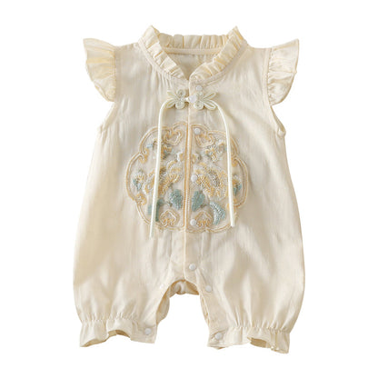 Apricot - Cheongsam Style Baby Onesies for Girls