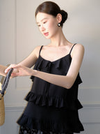 Black Ruffle Camisole & Paisley Maxi Skirt
