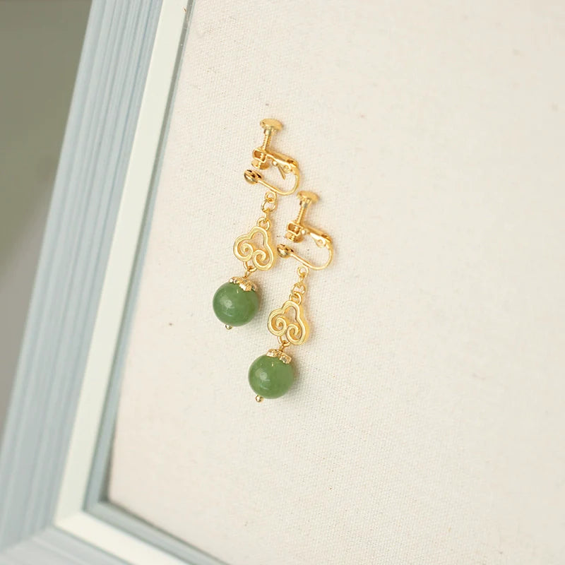 Jade Clouds Chinese Style Earrings
