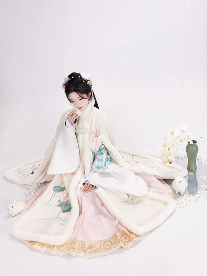 Long Velvet Embroidered Cloak, Water Immortal 水中仙 (Preorder)