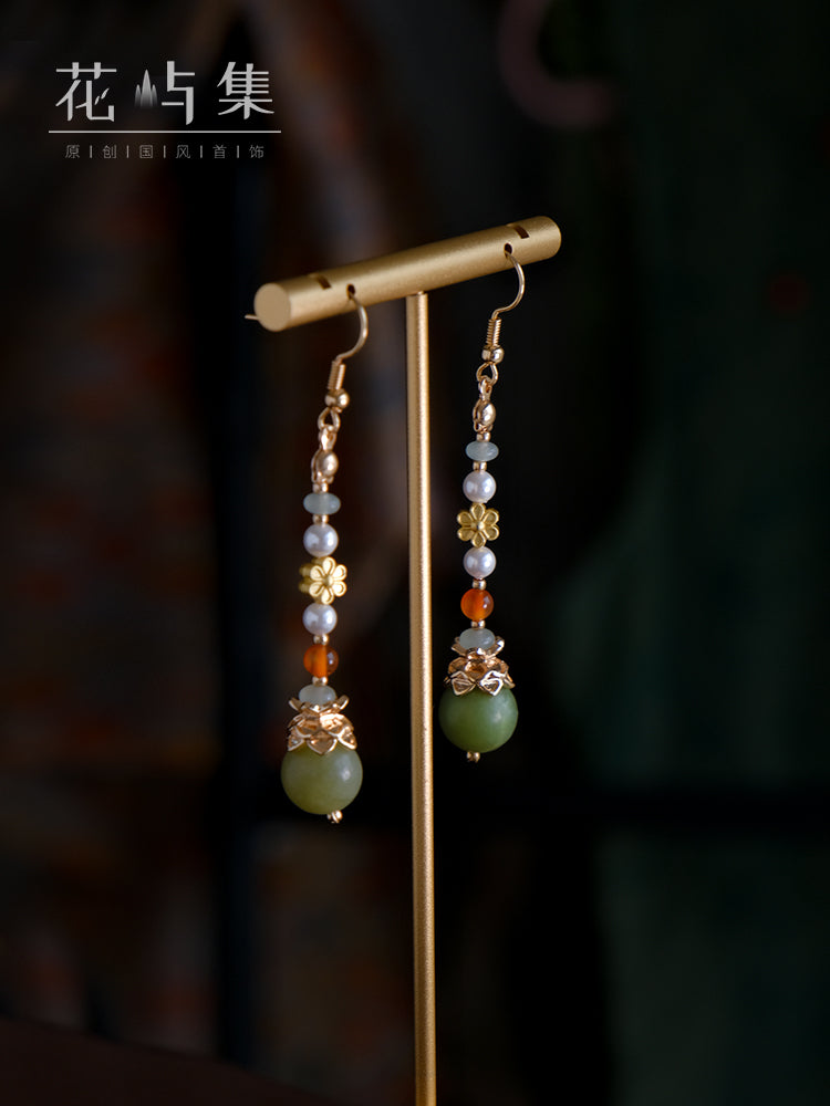 Vintage Stone Chinese Style Earrings