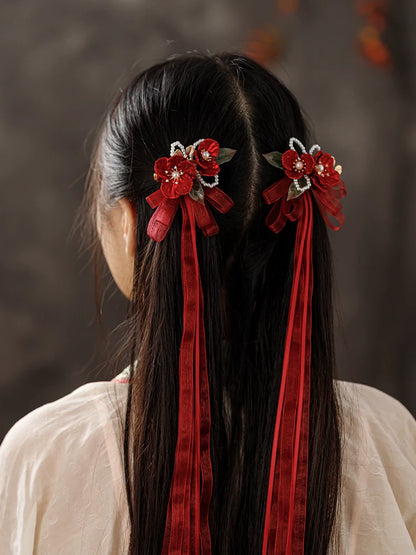 Bow Hair Clip: Rouge Camellia