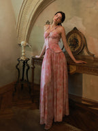 Watercolor Garden Corset Maxi Dress