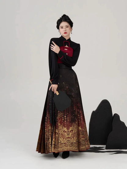 Ming Dynasty Modern Hanfu, Mamianqun, Dansha 丹砂 (Preorder)