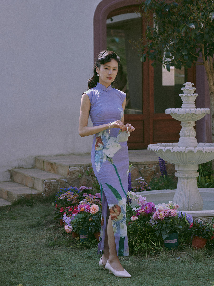 Chuding 初绽 - Spring and Summer Short Sleeve Hong Kong-Style Ramie Cheongsam (Preorder)