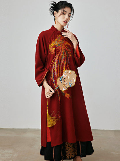 Vintage Phoenix - Wool Cheongsam Dress for Autumn and Winter