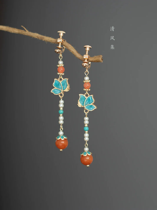 Burnt Orange Chinese Style Earrings