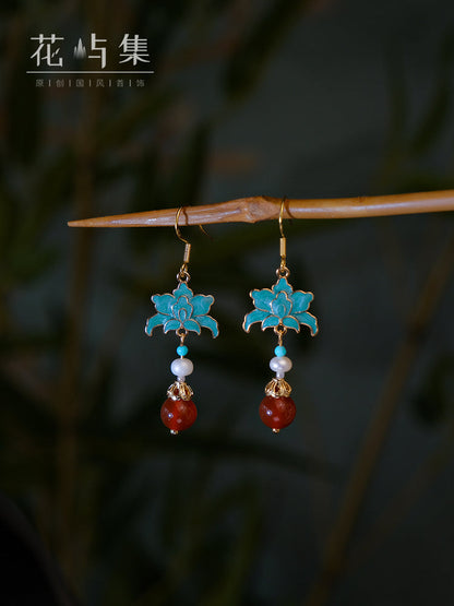 Royal Lotus Chinese Style Earrings