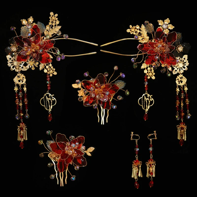 Chinese Wedding Hair Accessories: Radiant Hearts