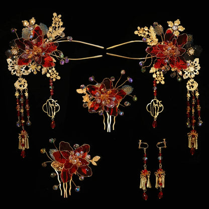 Chinese Wedding Hair Accessories: Radiant Hearts