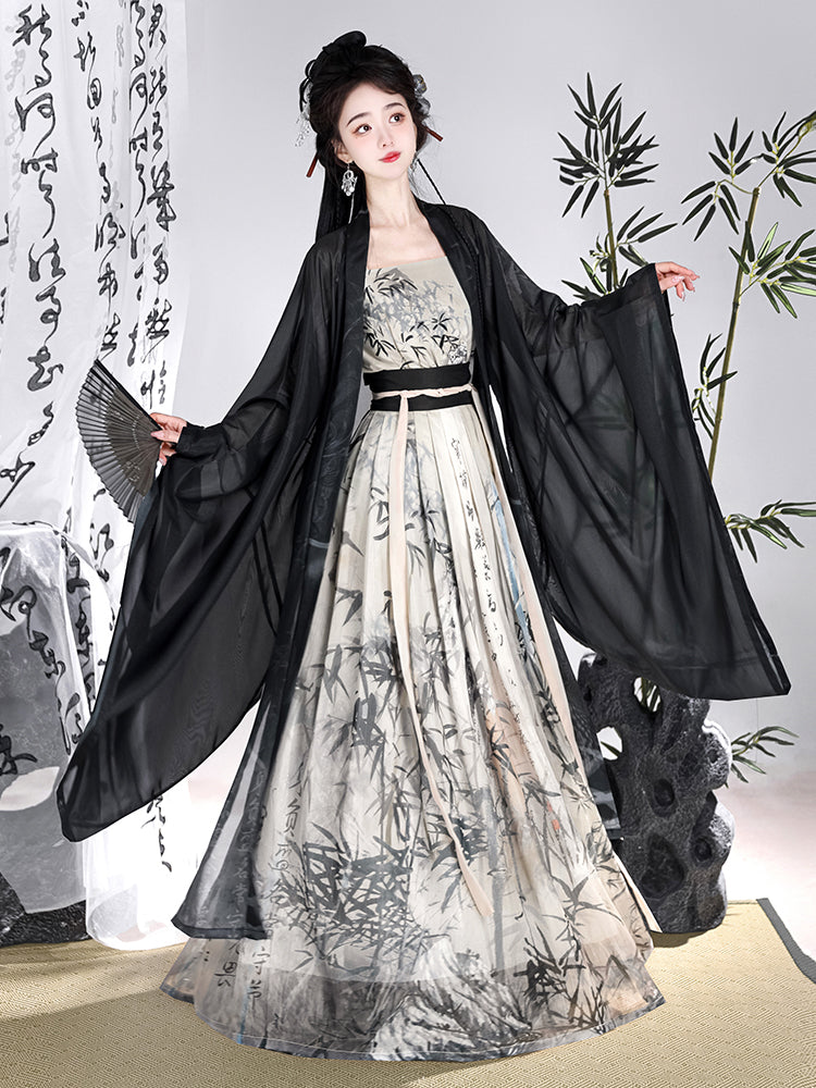 Ink Bamboo 墨竹 - Song Dynasty Style Qiyao Ruqun Hanfu