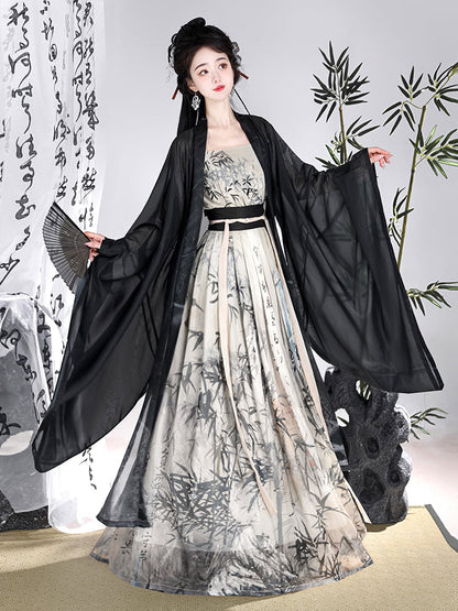 Ink Bamboo 墨竹 - Song Dynasty Style Qiyao Ruqun Hanfu