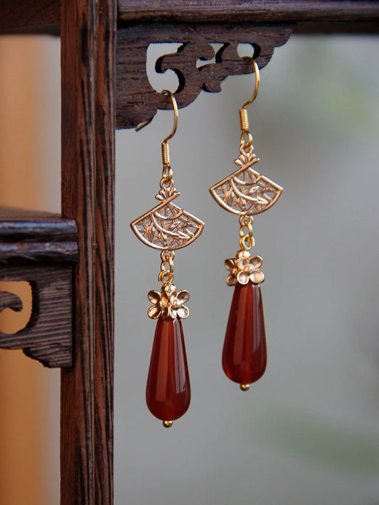 Oriental Fan Chinese Style Earrings