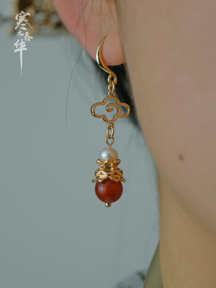 Red Clouds Chinese Style Earrings