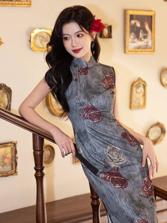 Rose Meaning 玫意 - Short Sleeve Vintage Flower Cheongsam