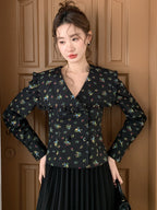 Black Vintage Floral Blouse