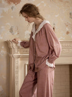Vintage Rose Lace Collar Pajama Set