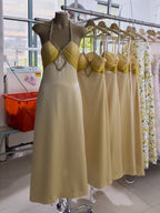 Golden Twilight Beaded Halter Dress