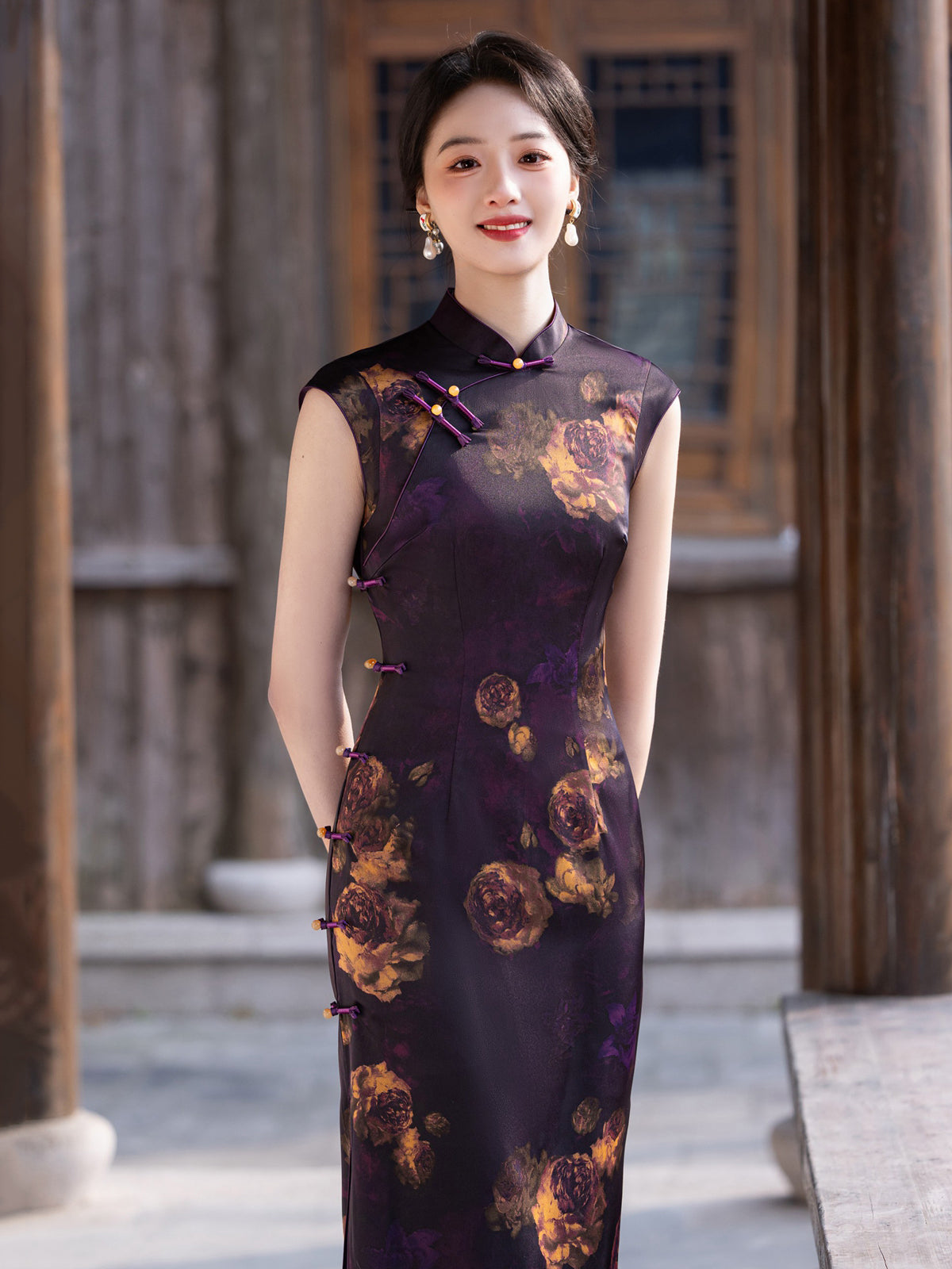 Deep Purple - Old Shanghai Style Cheongsam Dress