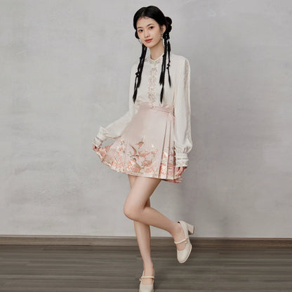 Ming Dynasty Modern Hanfu, Mamianqun, Rose 鎏金玫瑰 (Preorder)