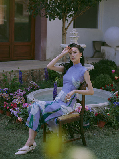 Chuding 初绽 - Spring and Summer Short Sleeve Hong Kong-Style Ramie Cheongsam (Preorder)