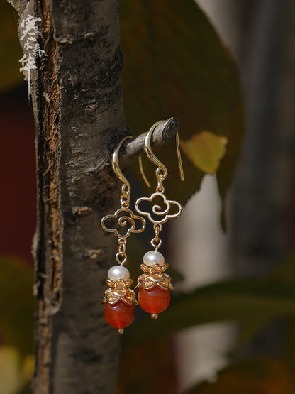 Red Clouds Chinese Style Earrings