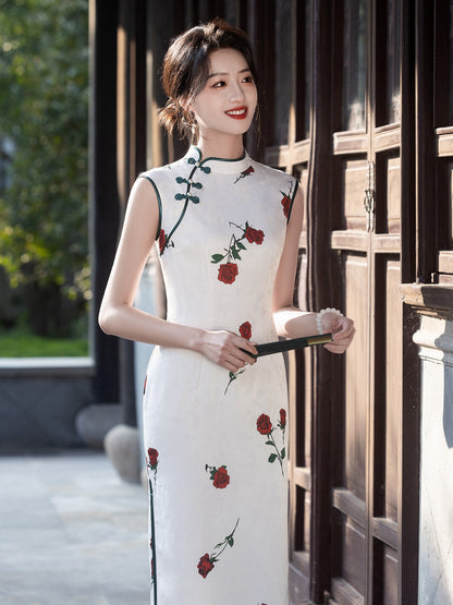 Rose Shadow 玫影 - Sleeveless Midi Cheongsam Dress