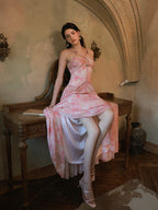 Watercolor Garden Corset Maxi Dress