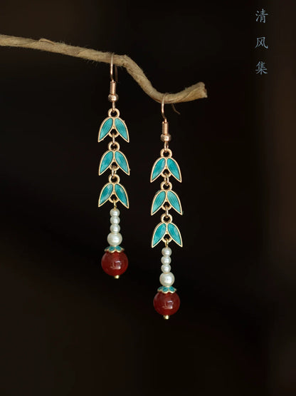 Bamboo Leaf Chinese Style Earrings