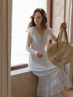 Sky Blue Lace Collar Dress