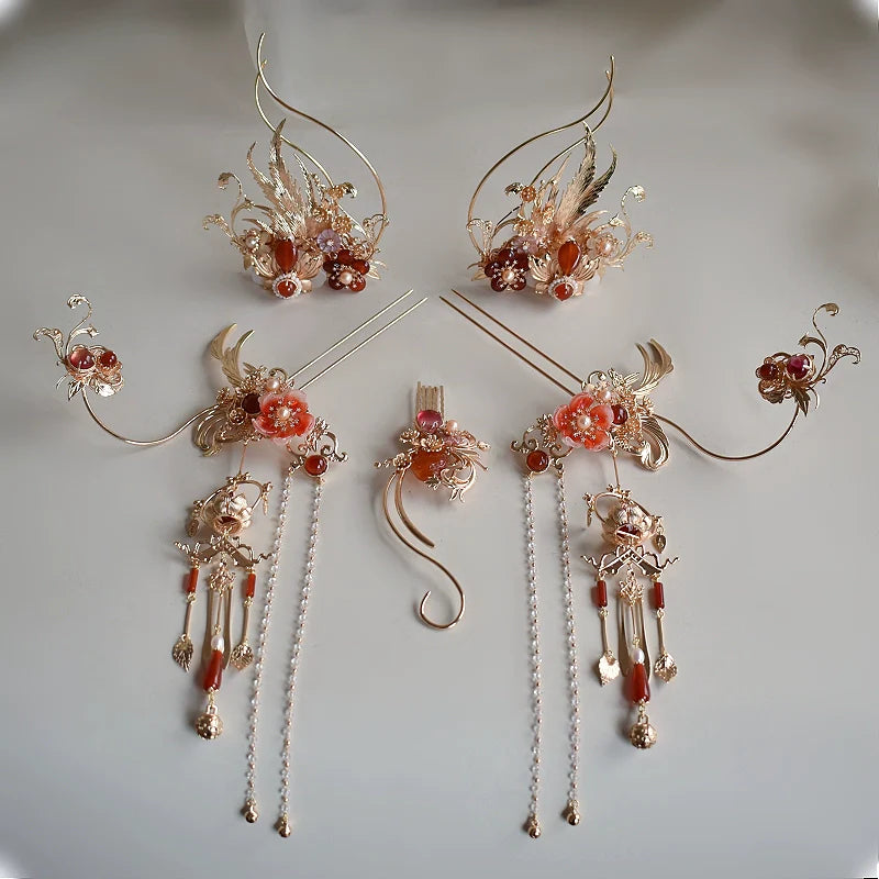 Hanfu Hair Accessories Set: Red Fox