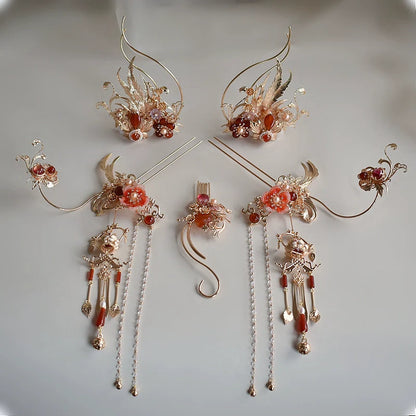 Hanfu Hair Accessories Set: Red Fox