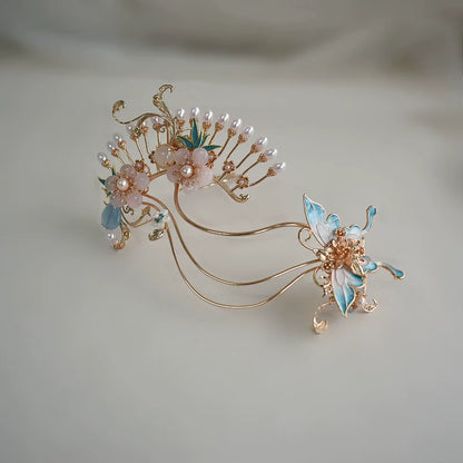 Hanfu Hair Accessories Set: Smoke and Rain Flowers
