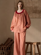 Vintage Geometric Ruffle Pajama Set