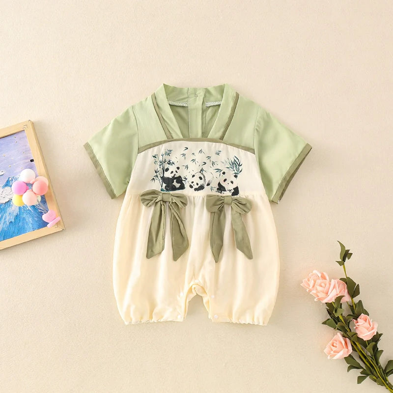 Panda Party - Chinese Hanfu Style Baby Onesies for Girls