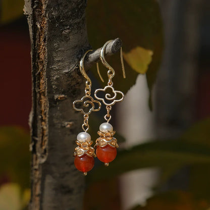 Red Clouds Chinese Style Earrings